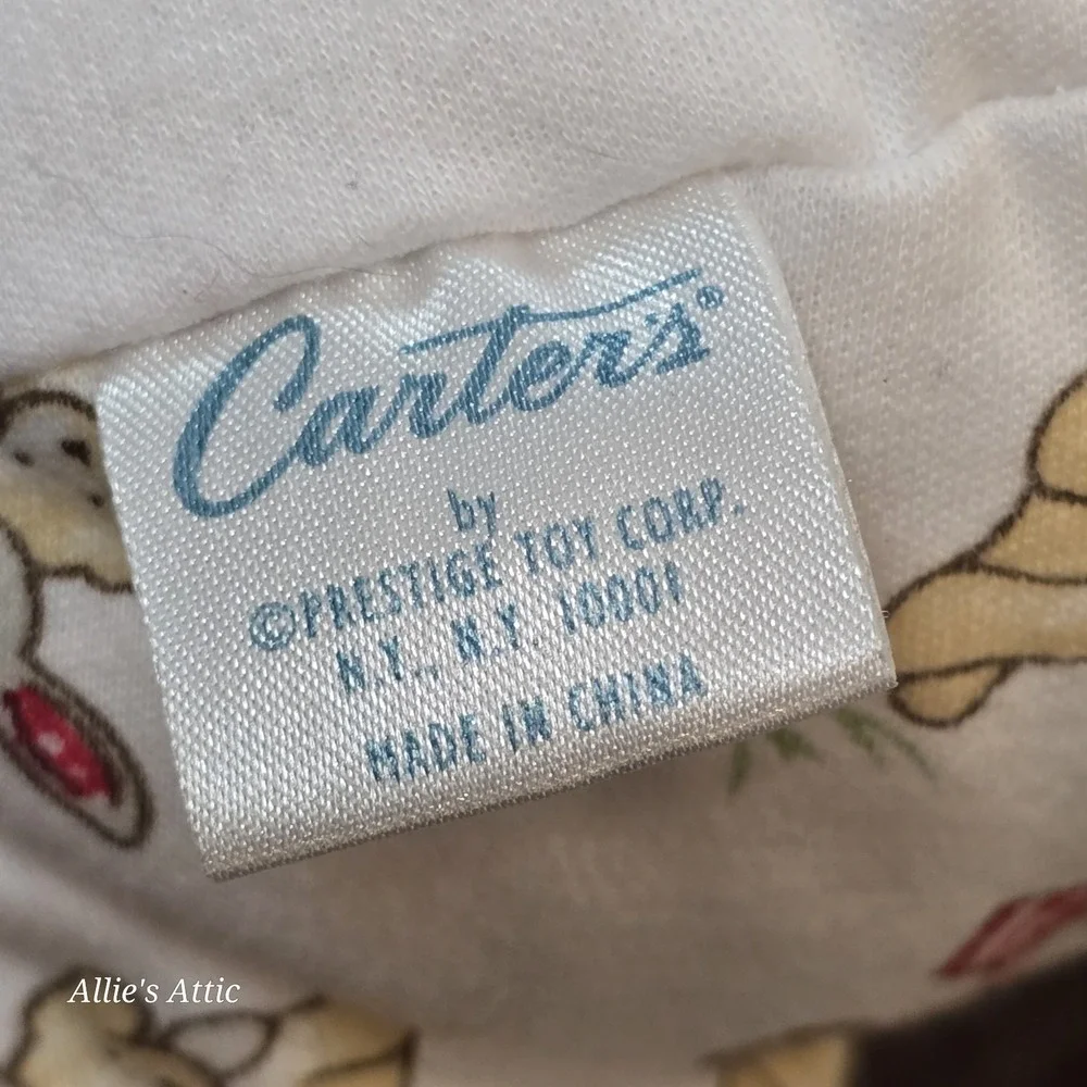 Carter's Classic Bunny Rabbit Plush Lovey Teddy Baby Toy Rattle White Red Pjs